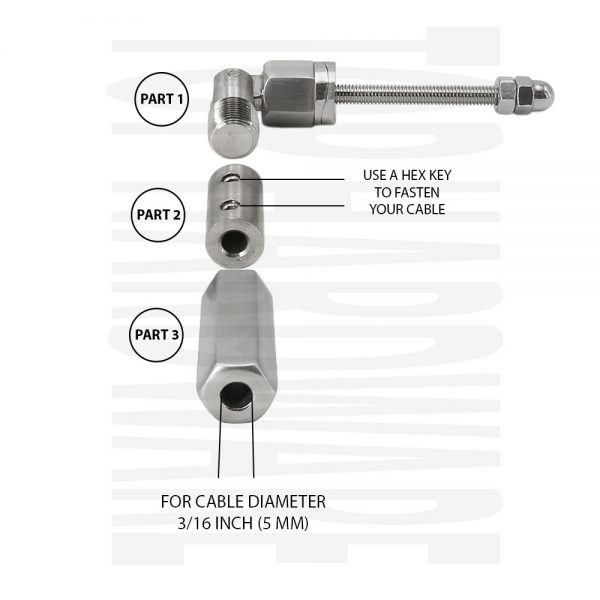 ⋆ Adjustable Cable Tensioner tubing,for cable railing 0°180°