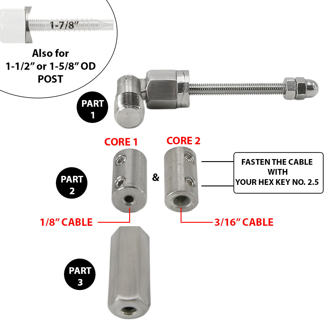 ⋆ Top Hardware Adjustable Cable Tensioner tubing,for cable railing 0°180°