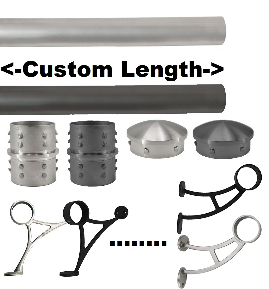 Stainless Steel Bar Foot Rail Kit Custom Made Brushedblack 2″ Od