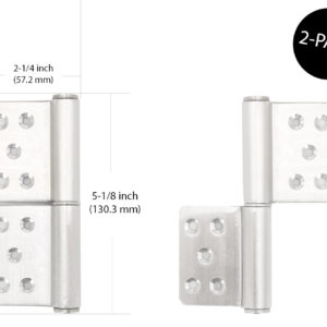(HIN-13057S-H) Door Hinge w/ 10-Hole, 5-1/8" x 2-1/4" (130.3 mm x 57 mm), 2-Pack