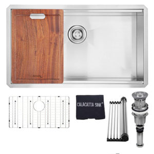 (CS3219LD) Calacatta Sink 33-inch Handmade Undermount Double Bowl Stainless Steel 304 16 Gauge Kitchen Sink