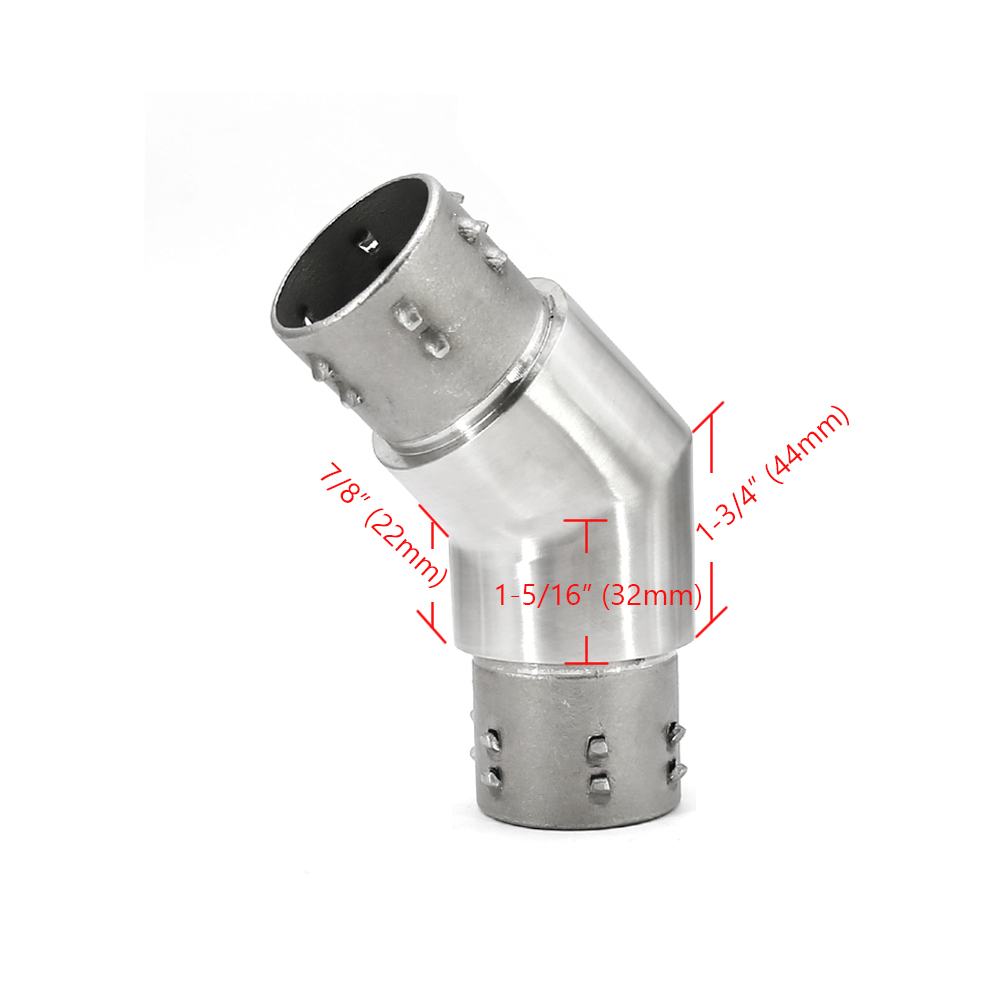 Stainless Steel 316 Grade 135° 2Way Elbow Connector for 2″ OD Round Tube Top Hardware