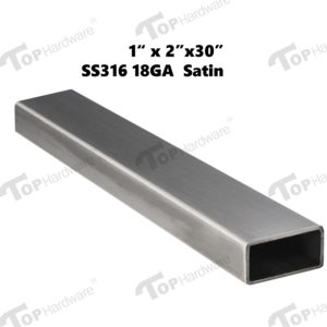 (16)-Stainless Steel 316 Grade Tube 1" x 2" x 30", 18 Gauge, Satin Finish