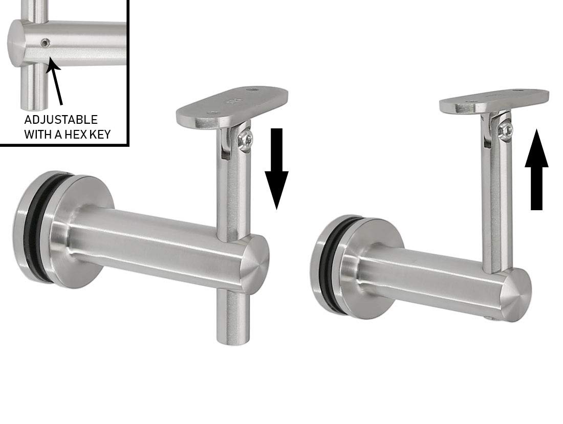 Stainless Steel 316 Grade Glass Mount Staircase Adjustable Handrail