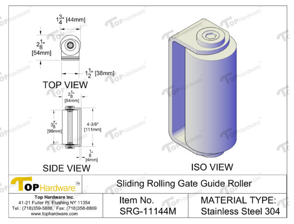 2 Pack 2" inch Sliding Gate Roller 304 SS V Groove Type Wheel Track Rail Bracket 