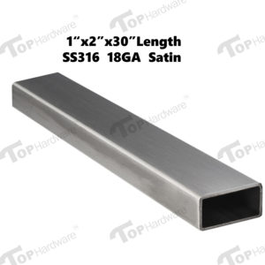 (4)-Stainless Steel 316 Grade Tube 1" x 2" x 30", 18 Gauge, Satin Finish