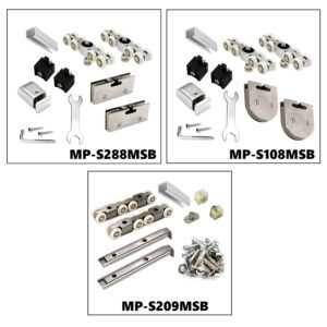 (MP-S_) Sliding Door Hardware Set w/Glass Clamp & 4-8 Ft Aluminum U Track for 3/8” Thickness Glass, Shower Door