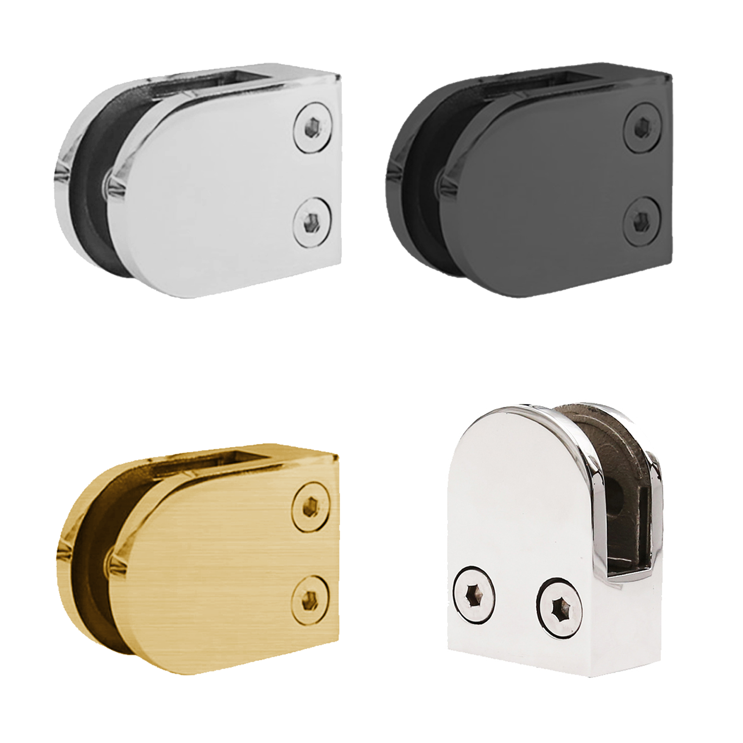 (GC-064-F_) Stainless Steel 316 Grade Heavy Duty Flat Back Glass Clamp 64 x 45 mm for 3/8" or 1/2" Tempered Glass or Laminated Glass