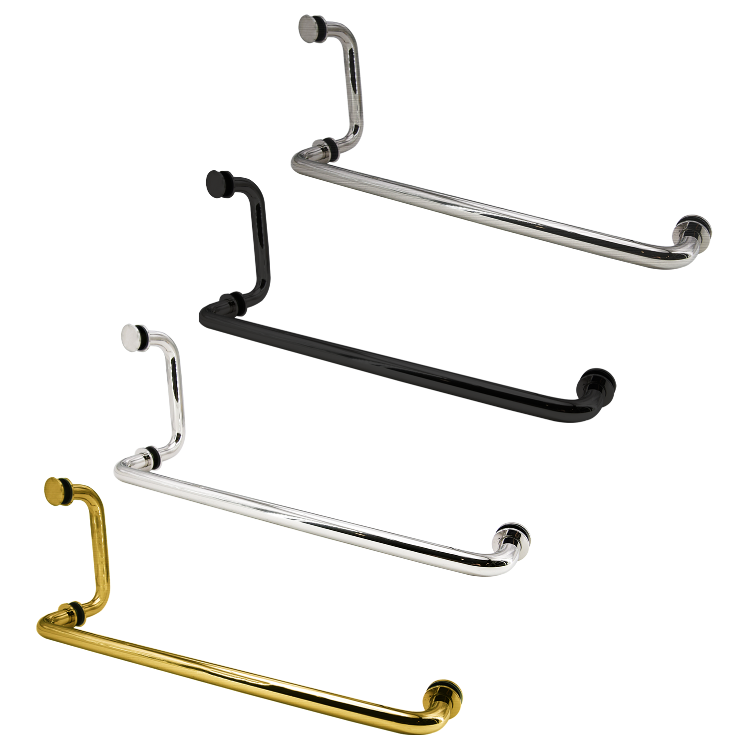 (SSTB457_) Stainless Steel Round 6" Shower Door Pull Handle 18" Towel Bar Combination