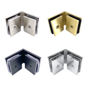 (GAS307_90°) Square 90 Degree Wall Mount Glass to Glass Shower Door Clamp