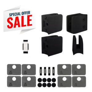 SPECIAL SALES - (GC-055-R42B) Stainless Steel 304 Grade Heavy Duty 1-5/8″ OD Round Back Glass Clamp 55 x 55 mm for 3/8″ or 1/2″ Tempered Glass or Laminated Glass - Matte Black Finish