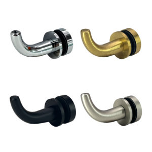 Solid Stainless Steel 304 Grade Designer Robe Hook for Pre-Drilled Glass & Wall Mount (DRHT1_)