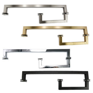 (SQ8X18_) Stainless Steel Square 8" Shower Door Pull Handle 18" Towel Bar Combination - NEW