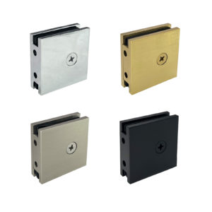 Solid Brass Square Notch-in-Glass Fixed Panel Wall Mount Glass Clamp (SGCU1_)