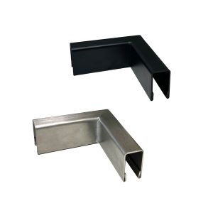 Stainless Steel 316 Grade U-Channel 90 Degree Horizontal Corner Cap Rail for 1/2″ or 5/8″ Glass Thickness (GRUCTHB-)