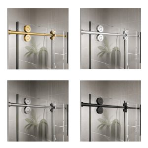(CRET78_) Stainless Steel Complete 180º Crescent Series Round Sliding Shower Door System