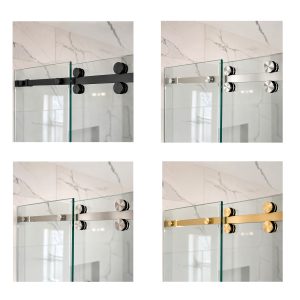 (SERT78_) Deluxe Stainless Steel Square180 Degree Serenity Series Sliding Shower Door System